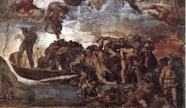 michelangelo- Last Judgment (detail)-1537-41-Fresco-Cappella Sistina, Vatican