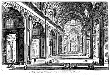 St. Peter's. Interior. Drawing by Giovanni Battista Piranesi from the mid 18th century. 