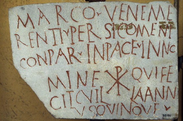 Christian Inscription with "Chi-Rho", initials of "Christos Rex"