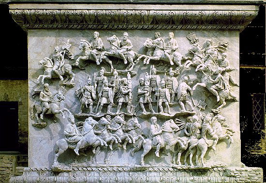 Apotheosis of Emperor Antoninus (c161 AD) and his wife, Faustina, from the base of the column of Antoninus Pius (now lost). Vatican, Cortile della Pigna