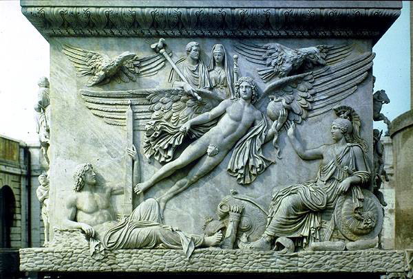 Apotheosis of Emperor Antoninus (c161 AD) and his wife, Faustina, from the base of the column of Antoninus Pius (now lost). Vatican, Cortile della Pigna