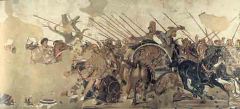 Alexander the Great Confronts Darius III at the Battle of Issos, Roman mosaic copy after a Greek painting of 310 BCE