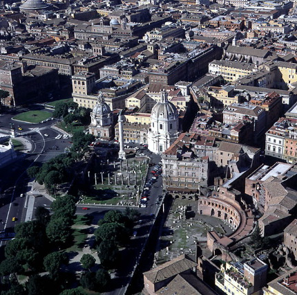 Aerial view of Trajan's forum and markets; c. 80 AD