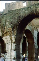 Colosseum, Rome, 72-80 AD; Stone column turning to brick and concrete