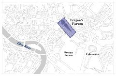Map of Rome highlighting Trajan's Forum and Market; c.80 AD