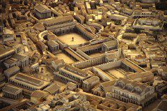 Model of the imperial Rome. Western part of Forum Romanum and imperial fora.