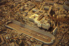 Model of the imperial Rome. Circus Maximus and Palatine hill from the south. photo 1999