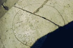 A game board drawn in to the floor.