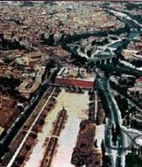 Aerial view of Circus Maximus and Tiber River