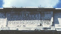 Detail of inscription; Arch of Titus, Rome. Concrete and white marble, 81 AD