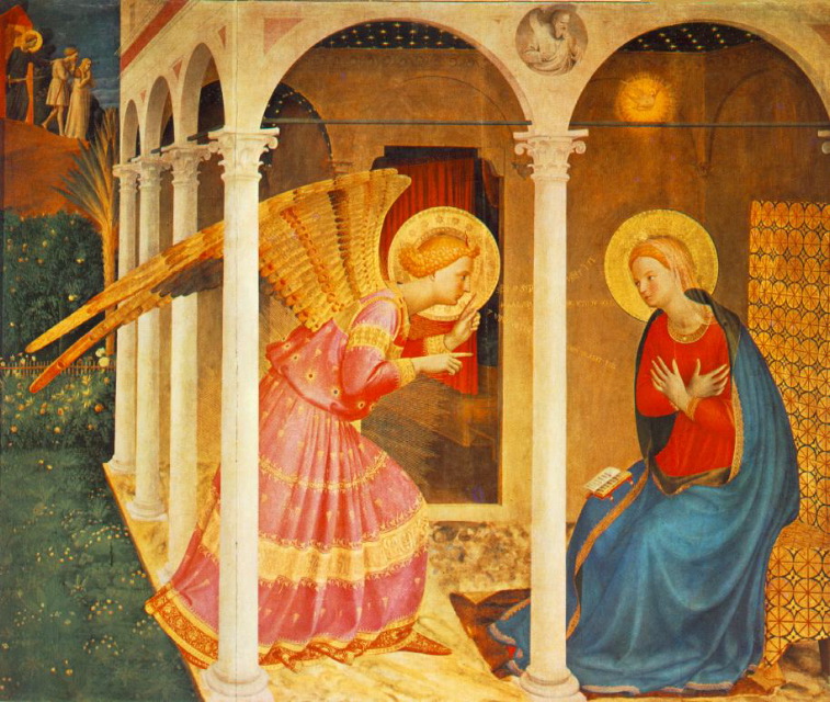 fra angelica-Annunciation-1433-34-Tempera on wood, 150 x 180 cm Museo Diocesano, Cortona