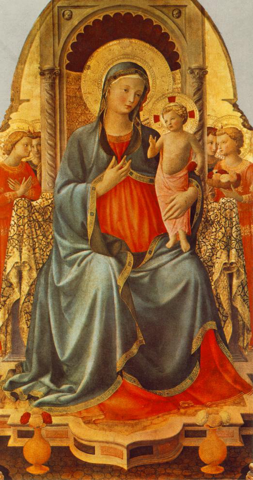 fra angelica-Madonna with the Child and Angels-1435-36-Tempera on wood, 137 x 68 cm-Museo Diocesano, Cortona