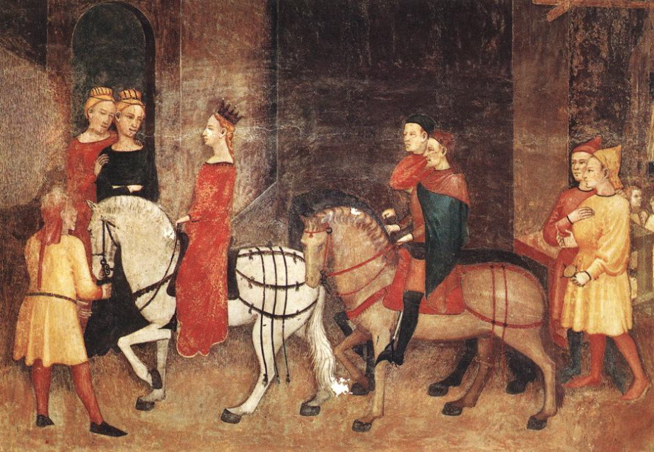 LORENZETTI-Effects of Good Government on the City Life (detail)-1338-40-Fresco-Palazzo Pubblico, Siena