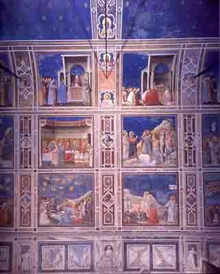 Giotto di Bondone. Frescoes on north wall of Arena Chapel