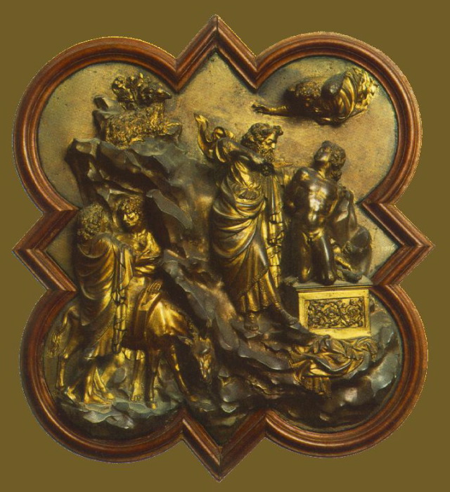 GHIBERTI- Sacrifice of Isaac-1401-Bronze relief-Museo Nazionale del Bargello, Florence