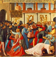 fra angelica-Massacre of the Innocents (from the paintings for the Armadio degli Argenti)-1450-Tempera on wood, 38,5 x 37 cm-Museo di San Marco, Florence