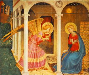 fra angelica-Annunciation-1433-34-Tempera on wood, 150 x 180 cm Museo Diocesano, Cortona