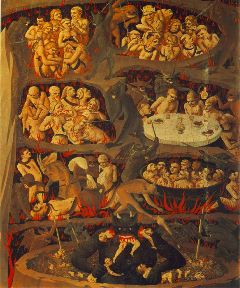 Fra angelica- Last Judgement (detail- Hell)-1432-35-Tempera on wood, 105 x 210 cm (full painting)-Museo di San Marco, Florence