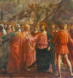 MASACCIO-Tribute Money-1426-27-Fresco, 255 x 598 cm-Cappella Brancacci, Santa Maria del Carmine, Florence-DETAIL