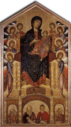 Cimabue-The Madonna in Majesty (Maesta)-1285-86-Tempera on panel, 385 x 223 cm-Galleria degli Uffizi, Florence