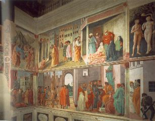 MASACCIO-Frescoes in the Cappella Brancacci (right view)-1426-82-Fresco-Santa Maria del Carmine, Florence-