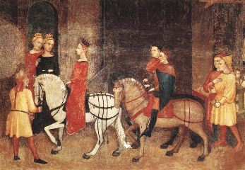 LORENZETTI-Effects of Good Government on the City Life (detail)-1338-40-Fresco-Palazzo Pubblico, Siena
