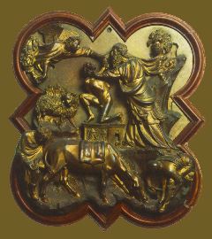 BRUNELLESCHI-Sacrifice of Isaac-1401-Bronze relief-Museo Nazionale del Bargello, Florence