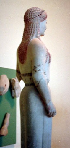 Peplos Kore, from the Acropolis, Ahens. Marble, 530 BCE