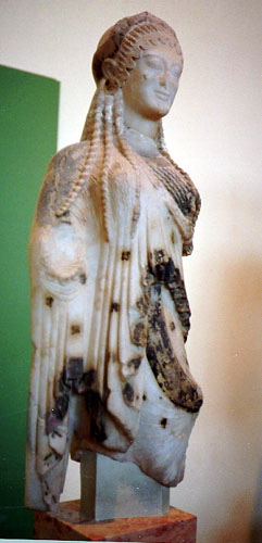Kore from Chios (c510 BC) polychromed marble (Athens, Acropolis Museum)