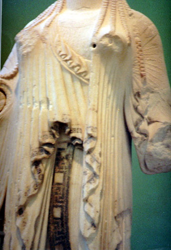 Ionian Kore, Acropolis Museum, Polychromed marble