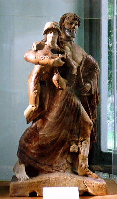 Zeus Abducting Ganymede, Olympia (c470 BC) polychromed terracotta acroterion from the Temple of Zeus