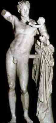 Attributed to Praxiteles, Hermes with the Infant Dionysos at Olympia (c340 BC) marble copy(?) after marble or bronze original
