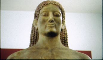 Kroisos from Anavyssos, grave marker (c540-515 BC) (Athens, National Museum) polychromed (painted) marble