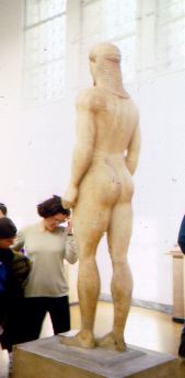 Kroisos from Anavyssos, grave marker (c540-515 BC) (Athens, National Museum) polychromed (painted) marble