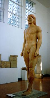 Kroisos from Anavyssos, grave marker (c540-515 BC) (Athens, National Museum) polychromed (painted) marble