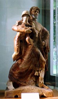 Zeus Abducting Ganymede, Olympia (c470 BC) polychromed terracotta acroterion from the Temple of Zeus