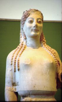 Peplos Kore, from the Acropolis, Ahens. Marble, 530 BCE
