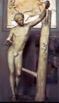 Praxiteles, Apollo Sauroctonios (The Lizard-killer) Roman copy after 4th century Greek original (Rome, Vatican Museums)
