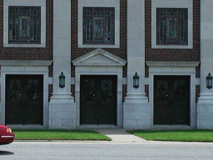 Detail - Old Chapel facade; First Baptist Church, Bartlesville, OK; c. 1940?