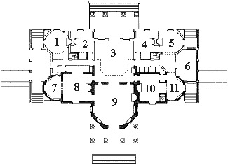 floorplan; Thomas Jefferson. Monticello, Charlottesville, Virginia. 1770-84, 1796-1806