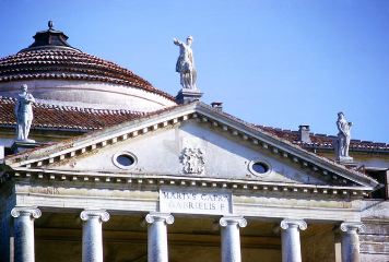 Palladio, Andrea, 1508-1580; Villa Rotonda-(Villa Capra); Vicenza, Italy; Begun 1567;-Ext- Detail of pediment
