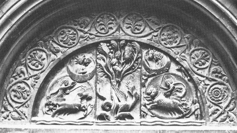 Portal relief-1196-1216-Stone-Baptistry, Parma-